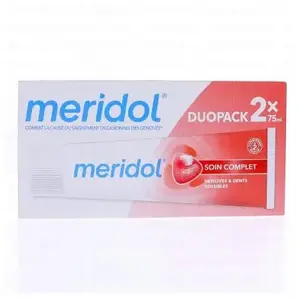 Comparateur de prix : Meridol Dentifrice Soin Complet Gencives & Dents Sensibles Lot de 2 x 75 ml