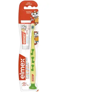 ELMEX Brosse à dents souple débutant 0 à 3 ans avec dentifrice pas cher