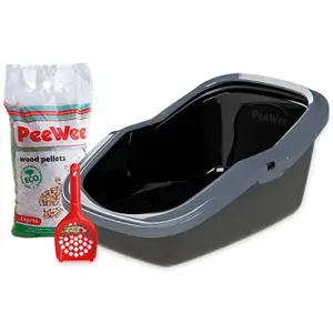 Comparateur de prix : PeeWee EcoMinor - Bac à Litière - Kit de départ - Noir/Anthracite