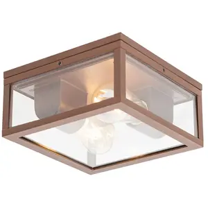 QAZQA Plafonnier industriel brun rouille IP44 2 lumières - CharloisVendu paramazon