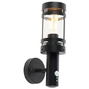 Comparateur de prix : QAZQA Applique murale exterieure noire avec capteur de mouvement IP44 - Gleam