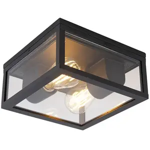 QAZQA Plafonnier industriel noir IP44 - CharloisVendu paramazon