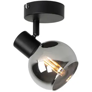 QAZQA Spot Art Déco noir avec verre fumé - VidroVendu paramazon
