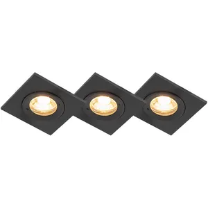 QAZQA Set de 3 downlights de salle de bain noir IP44 - Xena SquareVendu paramazon