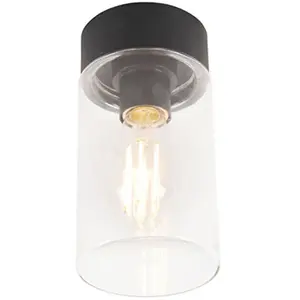QAZQA Plafonnier moderne noir 22,6 cm IP44 - JarraVendu paramazon