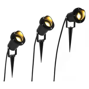 QAZQA Set de 3 spots à broches noir avec cordon et fiche IP65 - TerminéVendu paramazon