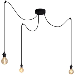 Qazqa - cava - Suspension - 3 lumière - ø 18 cm - Noir - Moderne - écl...