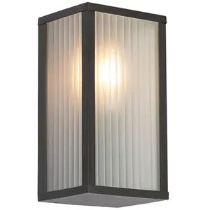 QAZQA Applique d'extérieur noire avec verre strié IP44 - CharloisVendu paramazon