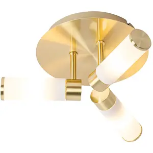QAZQA Plafonnier de salle de bain moderne en laiton 3 lumières IP44 - BathVendu paramazon