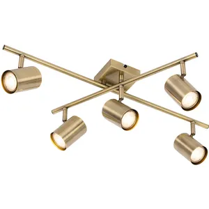 QAZQA Plafonnier moderne bronze 5 lumières orientable rectangulaire - Jeana pas cher