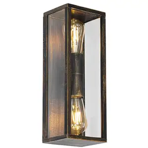 Comparateur de prix : QAZQA Applique vintage or antique 38 cm 2 lumières IP44 - Charlois