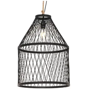 QAZQA Lampe à suspension extérieure rurale en rotin noir 40x55 cm - CalamusVendu paramazon