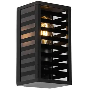 QAZQA Applique d'extérieur moderne noire avec verre fumé 26 cm IP44 - ReimsVendu paramazon