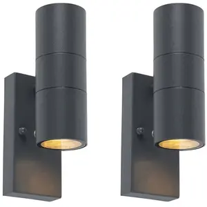 Comparateur de prix : QAZQA Lot de 2 appliques d'extérieur gris foncé 2 lumières capteur cla...