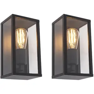 QAZQA Lot de 2 appliques industrielles noires 26 cm IP44 - CharloisVendu paramazon