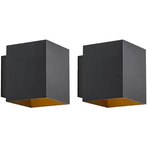 QAZQA Set de 2 appliques design carré noir et or - solaVendu paramazon