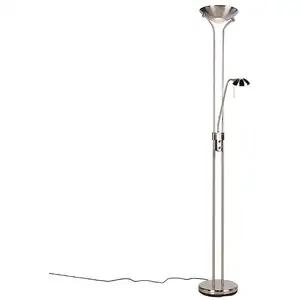 Comparateur de prix : QAZQA Lampadaire en acier avec lampe de lecture avec LED et dimmer - Diva 2