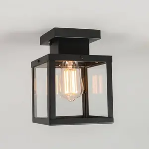Comparateur de prix : QAZQA Plafonnier d'extérieur industriel noir 1 lumière - Rotterdam