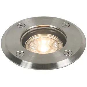 QAZQA Spot de sol extérieur acier 11cm IP67 - Basic Round