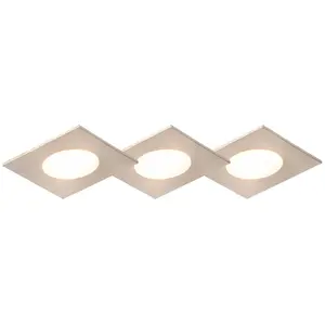 Comparateur de prix : QAZQA Lot de 3 spots encastrables carré acier avec LED IP65 - Simply