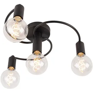 QAZQA Art deco plafondlamp zwart 4-lichts - Facil pas cher
