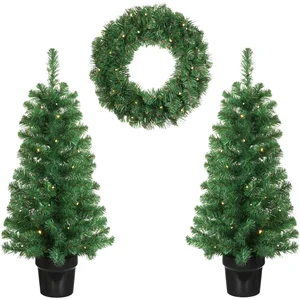 Comparateur de prix : Sam Edelman Lot de 2 sapins de noël artificiel et 1 couronne LED