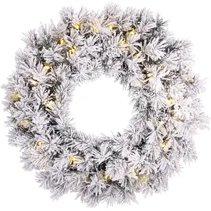 Black Box Couronne de noël artificielle effet givre LED D60 pas cher