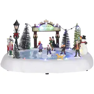 LuVille Village de noël miniature patin à glace sur l'étang H14,5