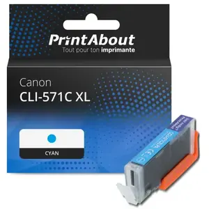 Comparateur de prix : PrintAbout Cartouche compatible Canon CLI-571C XL - Cyan - Grande capacité