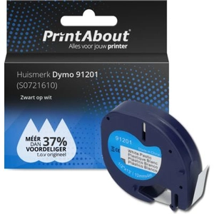 PrintAbout Ruban compatible Dymo 91201 (S0721610) - (12 mm) - Noir sur blancVendu parprintabout