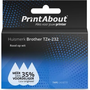 PrintAbout Ruban compatible Brother TZe-232 - (12 mm) - Rouge sur blanc pas cher
