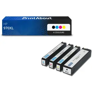 Comparateur de prix : PrintAbout Cartouche compatible HP 970XL (CN625AE) - 4 couleurs - Grande capacité - Multipack