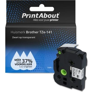 PrintAbout Ruban compatible Brother TZe-141 - (18 mm) - Noir sur transparent pas cher