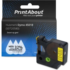 PrintAbout Ruban compatible Dymo 45018 (S0720580) - (12 mm) - Noir sur jaune pas cher