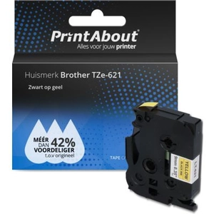 PrintAbout Ruban compatible Brother TZe-621 - (9 mm) - Noir sur jaune pas cher