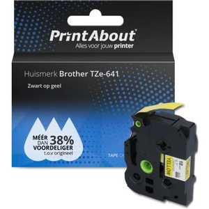 PrintAbout Ruban compatible Brother TZe-641 - (18 mm) - Noir sur jaune pas cher