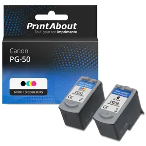 Comparateur de prix : PrintAbout Cartouche compatible Canon PG-50 / CL-51 - Noir + 3 couleurs - Multipack