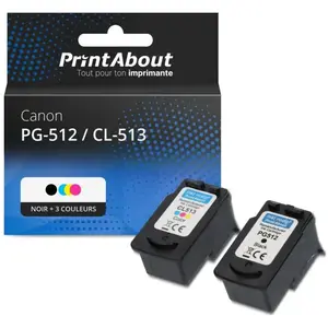 Comparateur de prix : PrintAbout huismerk Inktcartridge PG-512 / CL-513 Zwart + 3 kleuren Mu...