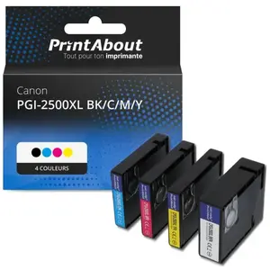 Comparateur de prix : PrintAbout Cartouche compatible Canon PGI-2500XL - 4 couleurs - Grande capacité - Multipack