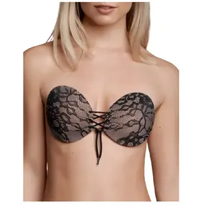 Comparateur de prix : Bye Bra Soutien-gorge bandeau adhésif dos nu Noir à motif