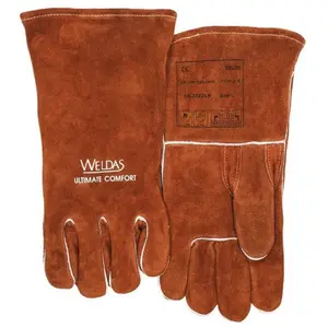 Comparateur de prix : WELDAS Gant de soudeur taille xl (9,5) marron Croûte de cuir en 388, en 12477 catégorie epi ii