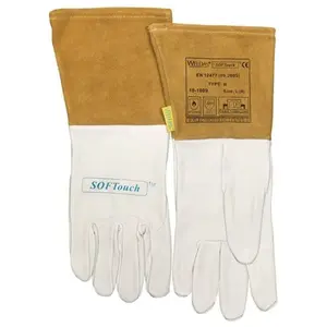 Comparateur de prix : WELDAS Gant de soudeur taille xxl (10,5) nature/orange cuir fleur chèvre/vach./cuir doux touch. en 388, en 12477, en 1149-2