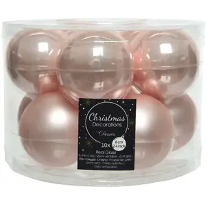 Ksd Decoris Boule de Noël en Verre, Rose Poudre, 6cm pas cher