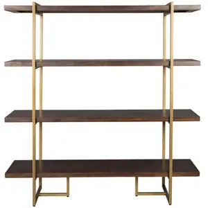 Dutchbone Bibliothèque en bois d'Acacia et laiton vieilli pas cher