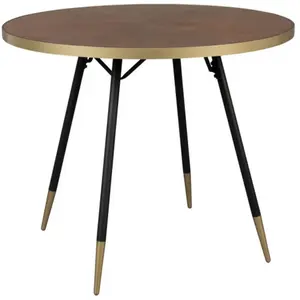 White label DENISE - Table à manger 2 personnes ronde en bois et métal Drawer pas cher
