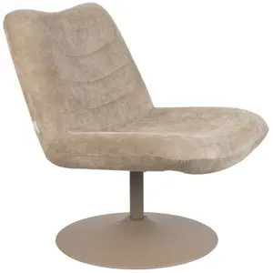 Fauteuil pivotant en velours côtelé beige 85cm Bubba - Zuiver pas cher
