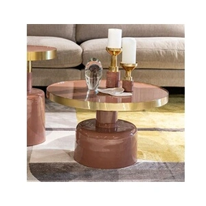 Zuiver - Table basse design, Table basse Glam brillante et laiton Rose en MetalVendu parmaisons-du-monde