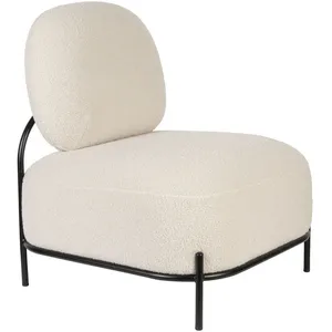 White label Fauteuil lounge en tissu bouclette - Blanc ivoire - polly
