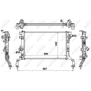 NRF B.V. Radiateur moteur pour RENAULT: Laguna, Latitude (Ref: 53967) pas cher