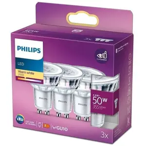 Comparateur de prix : Ampoules LED GU10 Philips - Pack de 3 - 50W - Blanc chaud - Éclairage intérieur